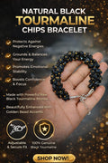 Natural Black Tourmaline Chips Bracelet for Protection & Positive Energy Unisex Lucky Bracelet