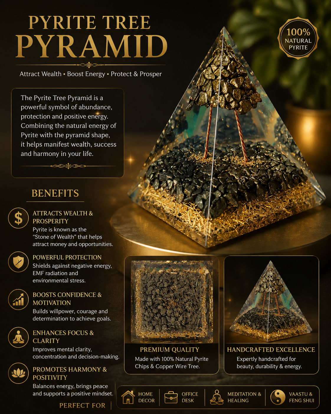 Money Magnet Pyrite Pyramid