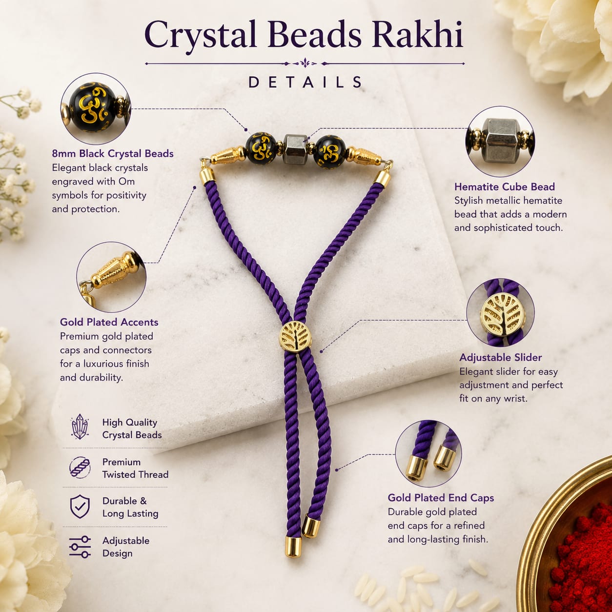 OM Money Magnet Beads Rakhi