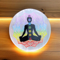 Selenite Coaster with 3D 7chakra Symbol